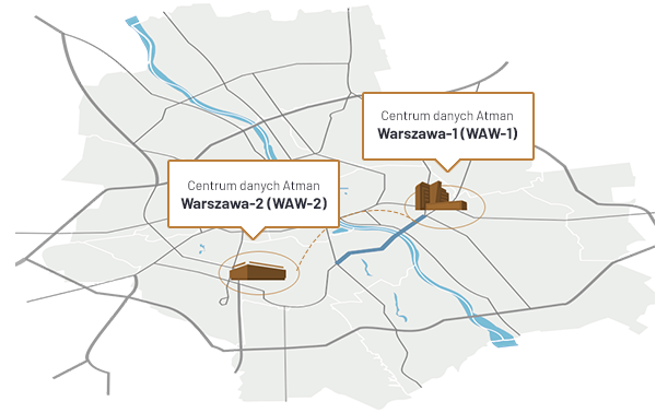 Lokalizacje kampusów data center Atmana.