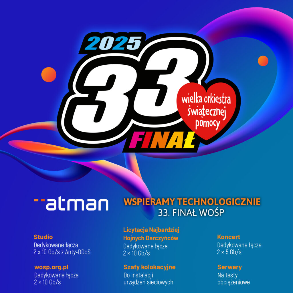 Zestawienie rzeczy dostarczanych przez Atman na 33. Finał WOŚP